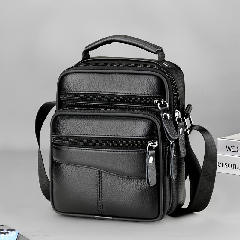 1pc Men's Shoulder Crossbody Genuine Leather Bag