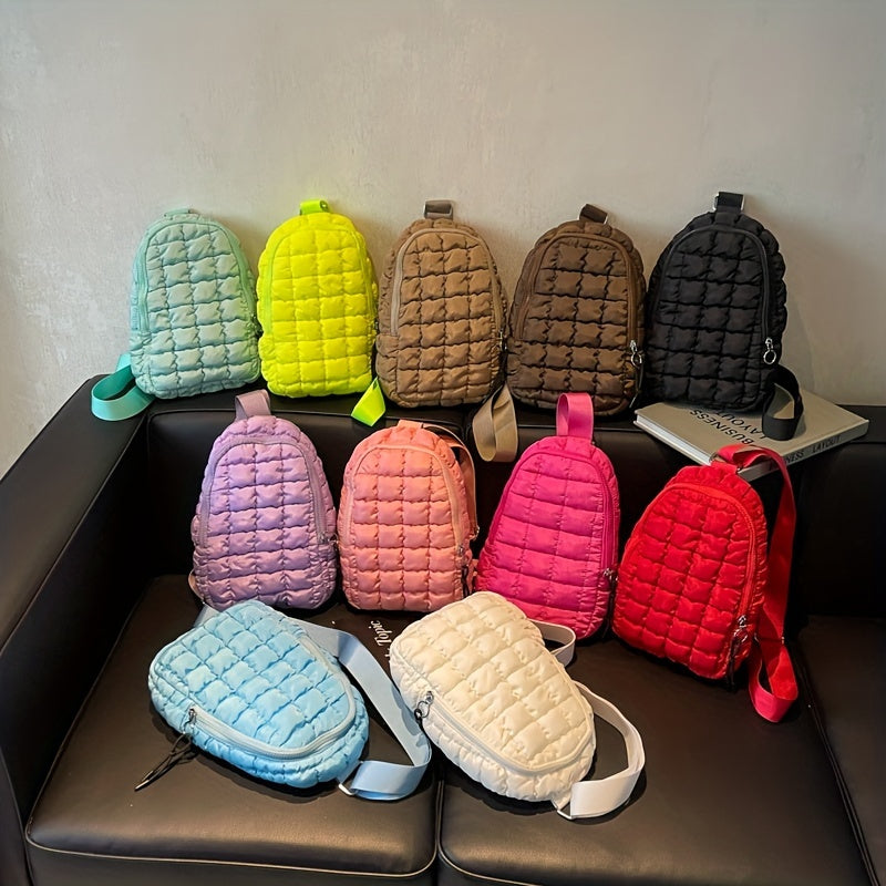 1pc new fashionable multi-color filled casual embroidery plaid single shoulder diagonal cross bag, Women's fashionable simple commuting single shoulder travel makeup handbag with large capacity