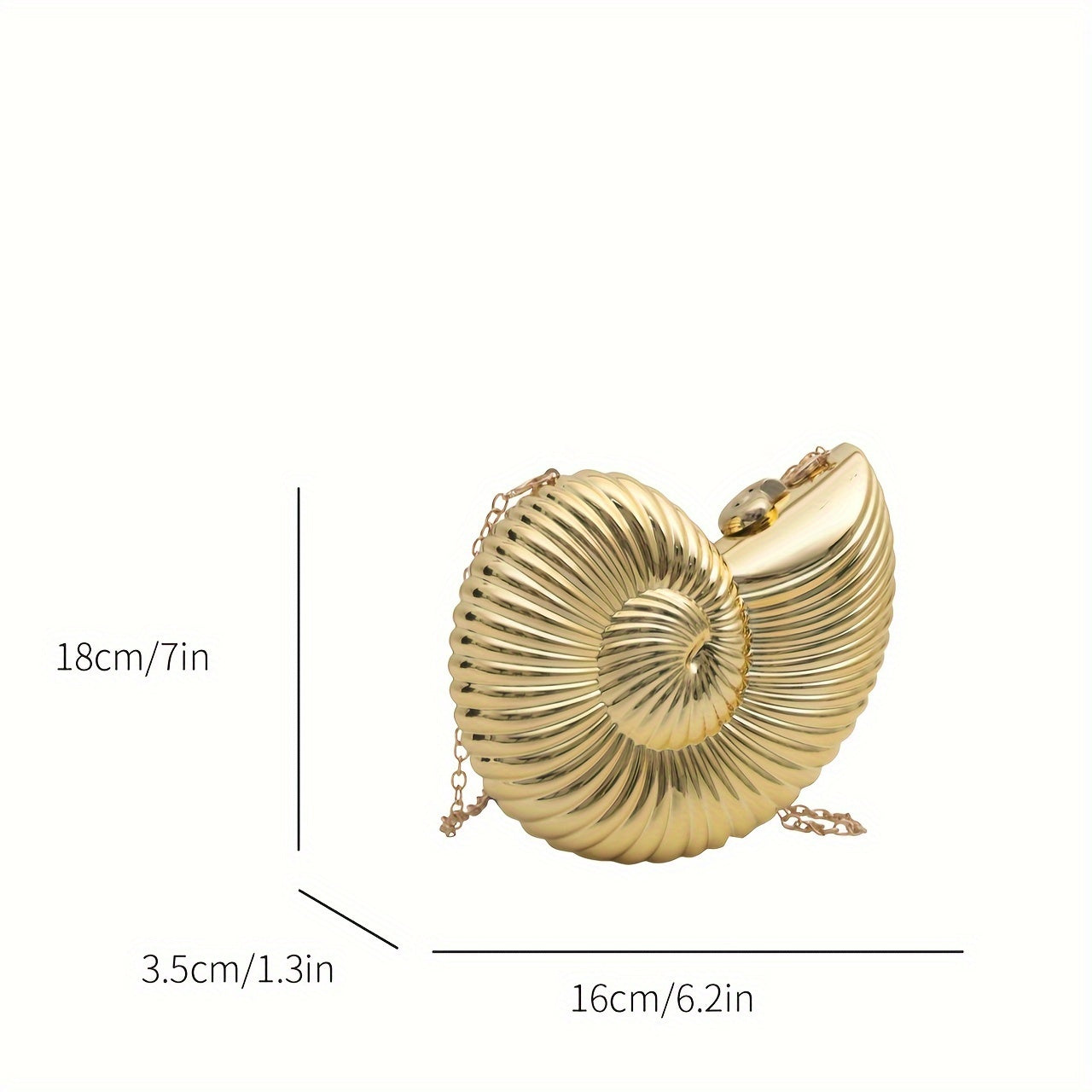 2024 New Golden Acrylic Conch Crossbody Bag with Detachable Chain Strap & Magnetic Closure - Spiral Shell Design Glossy Fashion Shoulder Bag for Women, Versatile Everyday Clutch or Evening Accessory, Clutch Purse, Unique Handbag, Casual Accessory, Trendy