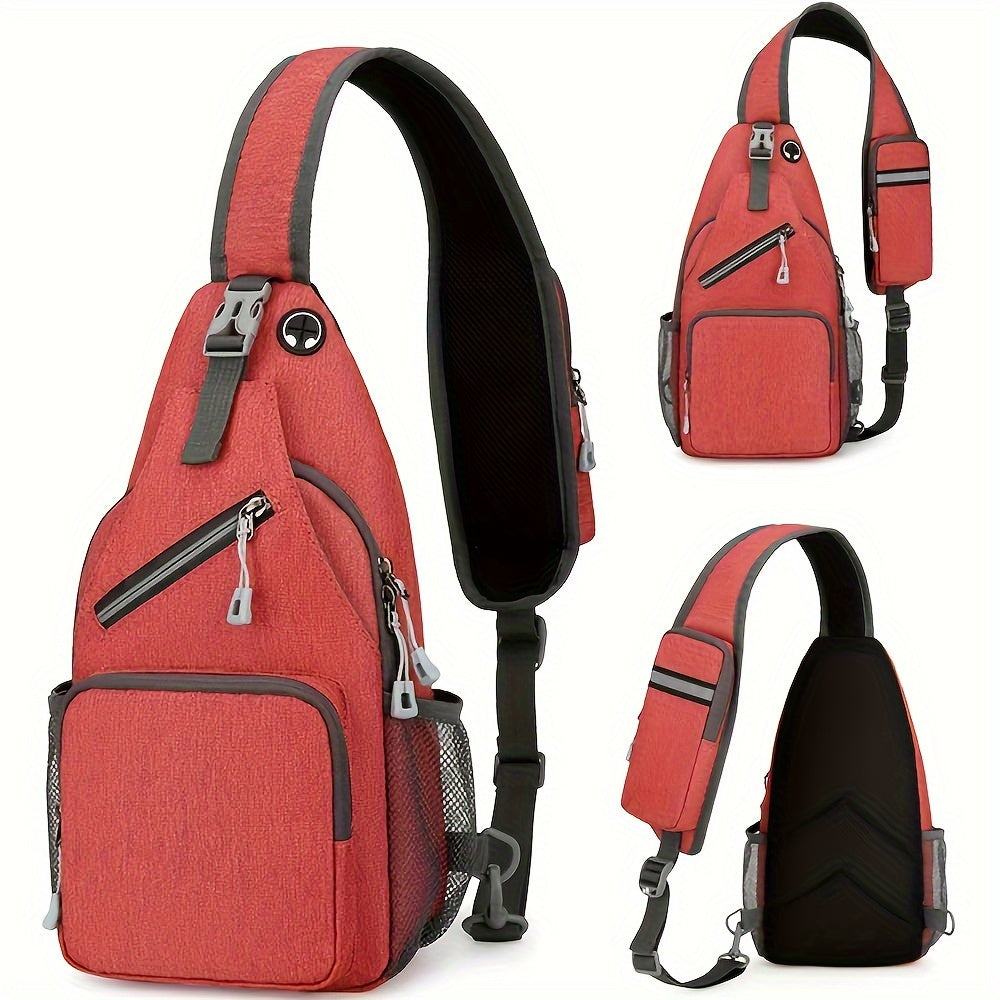 1pc High Quality Lightweight Crossbody Chest Bag for Men & Women, Large Capacity with Tablet Compartment, Adjustable Strap & Zipper Closure, Sporty Design for Outdoor Travel, Work, Hiking - Multiple Colors (Floral, Solid, Gradient), Durable Polyester Bag