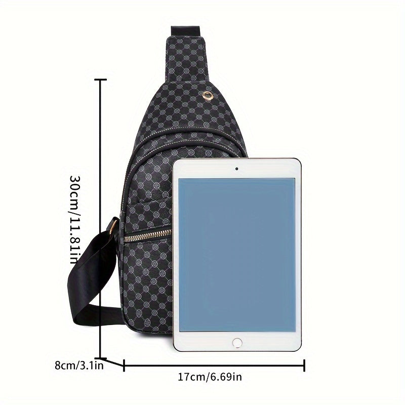 1pc Men's Classic Chest Bag, Casual Fashion PU Sling Bag
