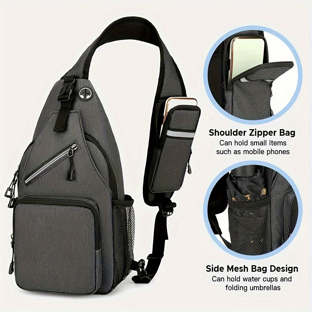 1pc High Quality Lightweight Crossbody Chest Bag for Men & Women, Large Capacity with Tablet Compartment, Adjustable Strap & Zipper Closure, Sporty Design for Outdoor Travel, Work, Hiking - Multiple Colors (Floral, Solid, Gradient), Durable Polyester Bag