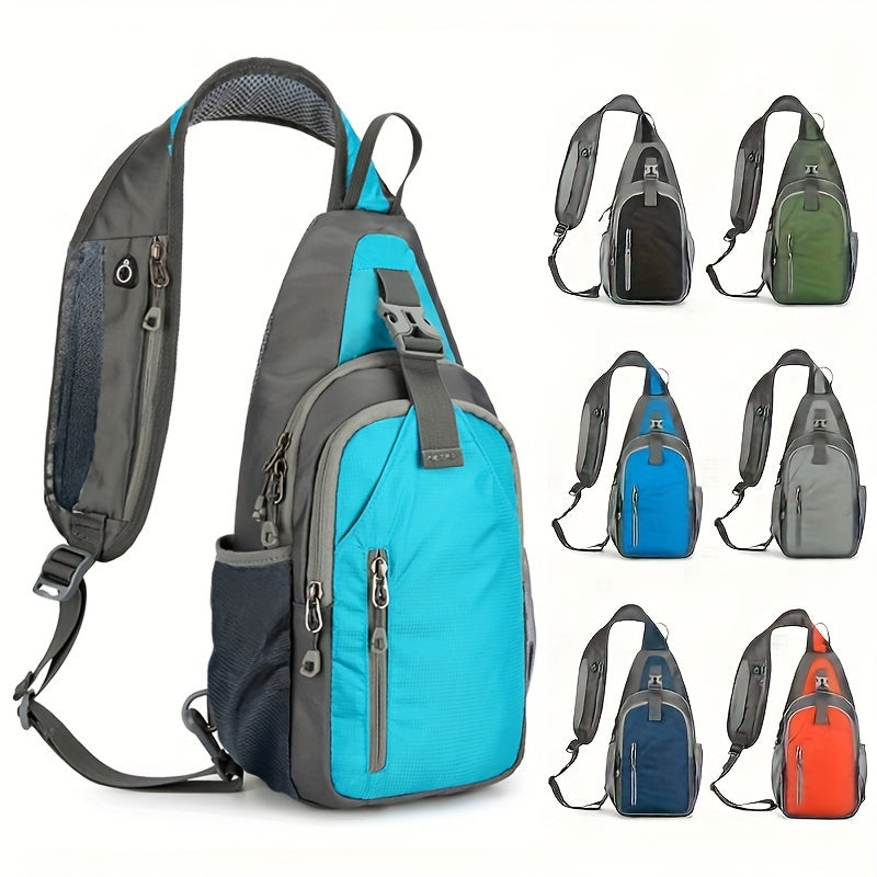 1pc Lightweight Nylon Chest Bag, Adjustable Back & Shoulder Straps, Durable Zipper Closure, Ideal for Hiking, Running, Cycling & Daily Commute - Black & Blue, Outdoor Sports Travel Sling Bag, Commute Bag | Adjustable Strap Bag | Durable Zipper Closure, Ba