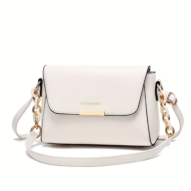 2023 New Women'S Crossbody Bag - Stylish White with Golden-Tone Hardware, Adjustable Strap, Zipper Closure, Perfect for Everyday Use, Everyday Crossbody | Minimalist Design | Durable Zipper Closure, Small Crossbody Bag