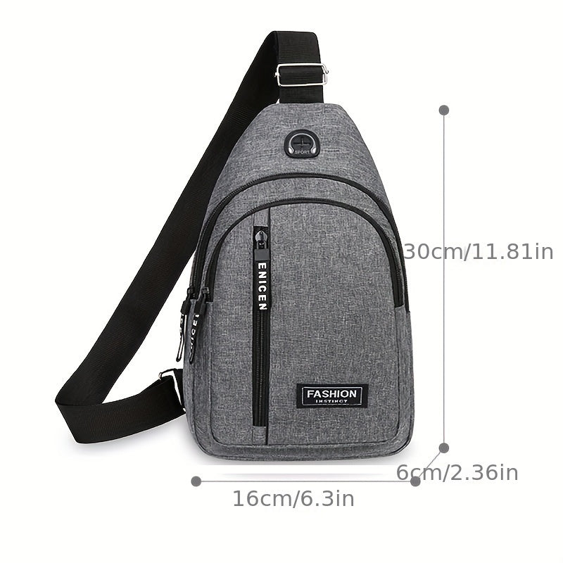 1pc Lightweight Men's Crossbody Bag, Hiking Multipurpose Chest Sling Bag