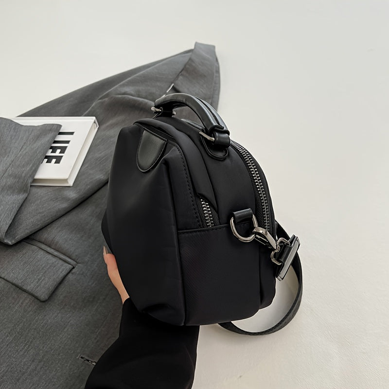 Women's High Quality Nylon Crossbody Bag with Detachable Strap - Casual Chic Convertible Shoulder Bag, Zipper Closure & Machine Washable, Khaki/Dark Brown/Black for Everyday & Holiday Use, Crossbody Purse, Versatile Travel Handbag, Oiledged Detail