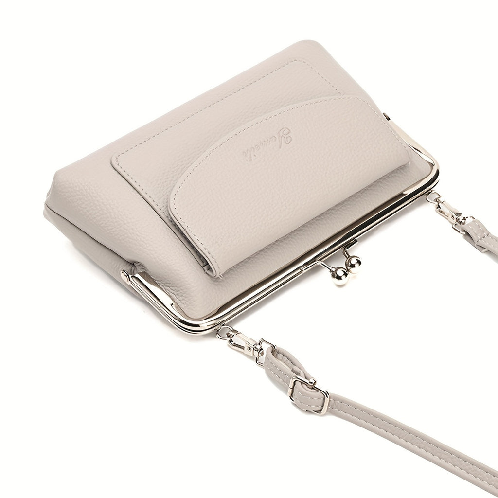 Elegant Beige Women's Crossbody Bag - Large Capacity Shoulder Purse with Adjustable Strap, Flap Closure & Polyester Lining, Perfect for Casual or Evening Outfits