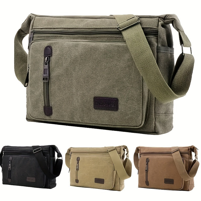 1pc Stylish Army Green Polyester Crossbody Bag - Adjustable Shoulder Strap, Retro Messenger Bag for Travel & Daily Use, Durable with Multiple Compartments, Perfect for Hiking & Outdoor Adventures, Hiking Gear