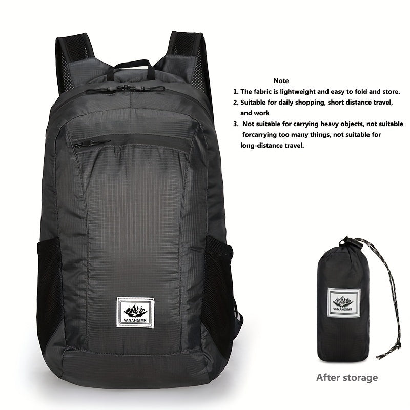 1pc Foldable Waterproof Backpack, Large Capacity Lightweight Printed Sports Bag, Suitable For Outdoor Sports, Riding, Hiking, Camping, Travel