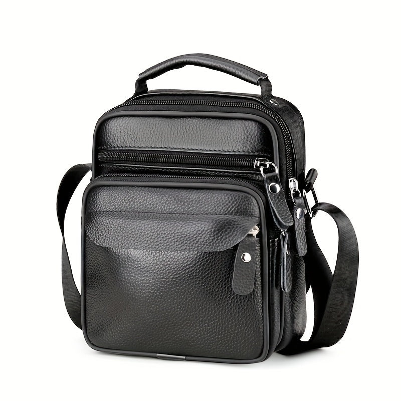 1pc Men's Shoulder Crossbody Genuine Leather Bag