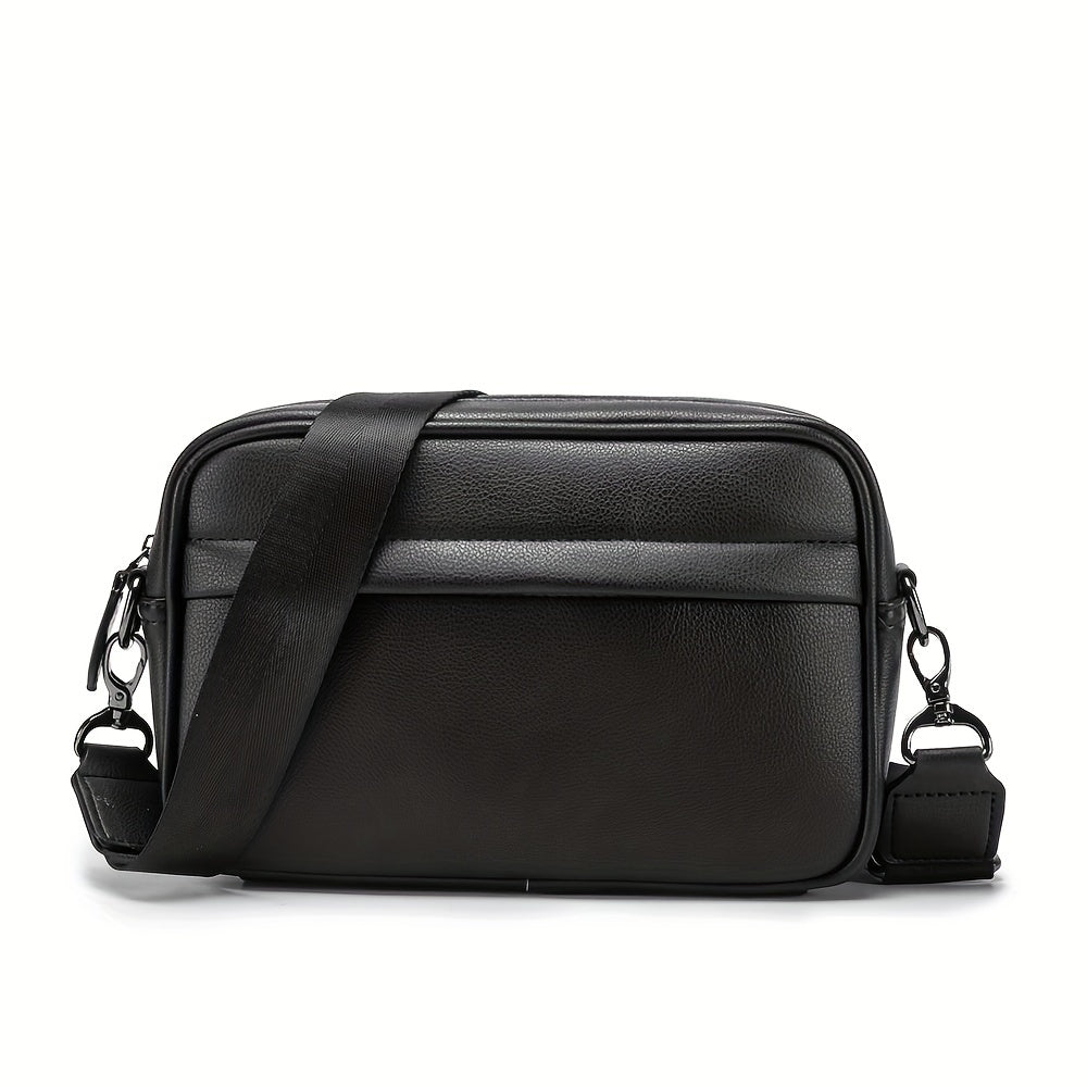 1pc Men's Crossbody Bag, Adjustable Strap, Casual Business Commuter Shoulder Bag, Black Square Messenger Bag for Daily Use, Small Crossbody Bag