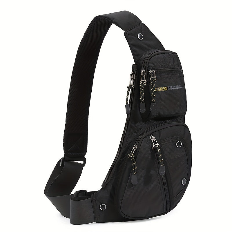 1pc Men's Nylon Casual Multi Pockets Chest Bag, Daily Trendy Shoulder Bag for Outdoor Running, Hiking, Camping