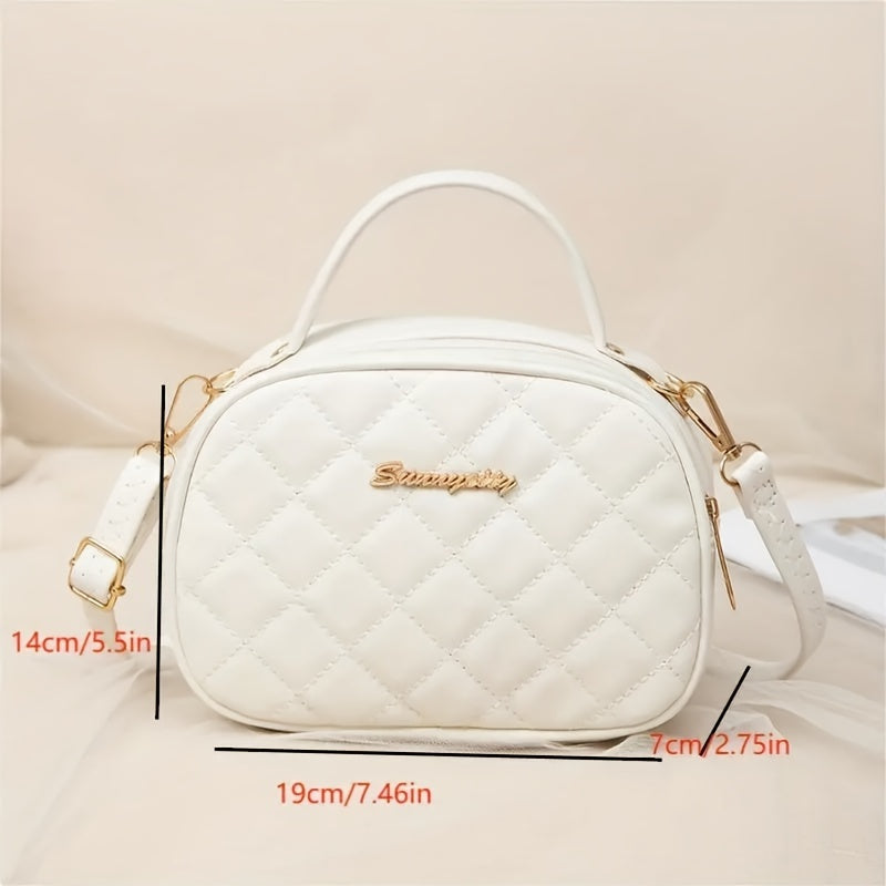 1pc Girl's Fashionable Cross-body Bag, Rhombus Embroidered Bag, Mobile Phone Bag, Coin Purse Handbag, Ideal choice for Gifts