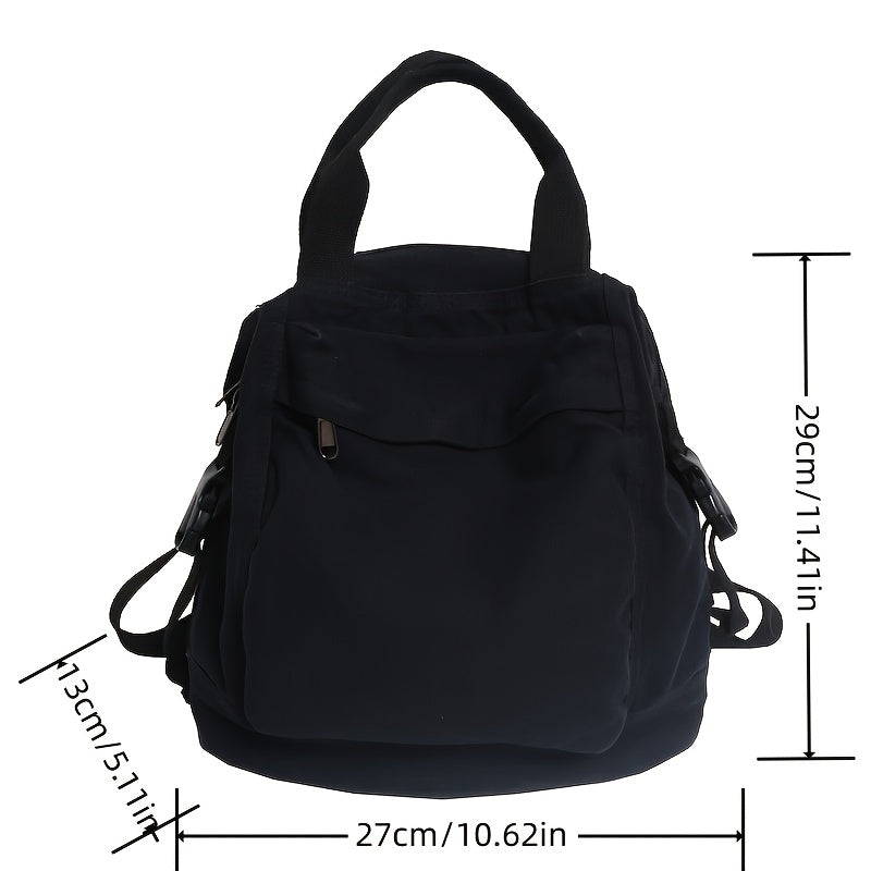 2024 New Women's Casual Vintage Backpack - Foldable College Travel Backpack with Zipper Closure, Fixed Shoulder Straps & Polyester Lining, Machine Washable Black Daypack for, Work, Commuting, Backpack for Travel, Everyday Carry, Versatile Bag, Sturdy Stra