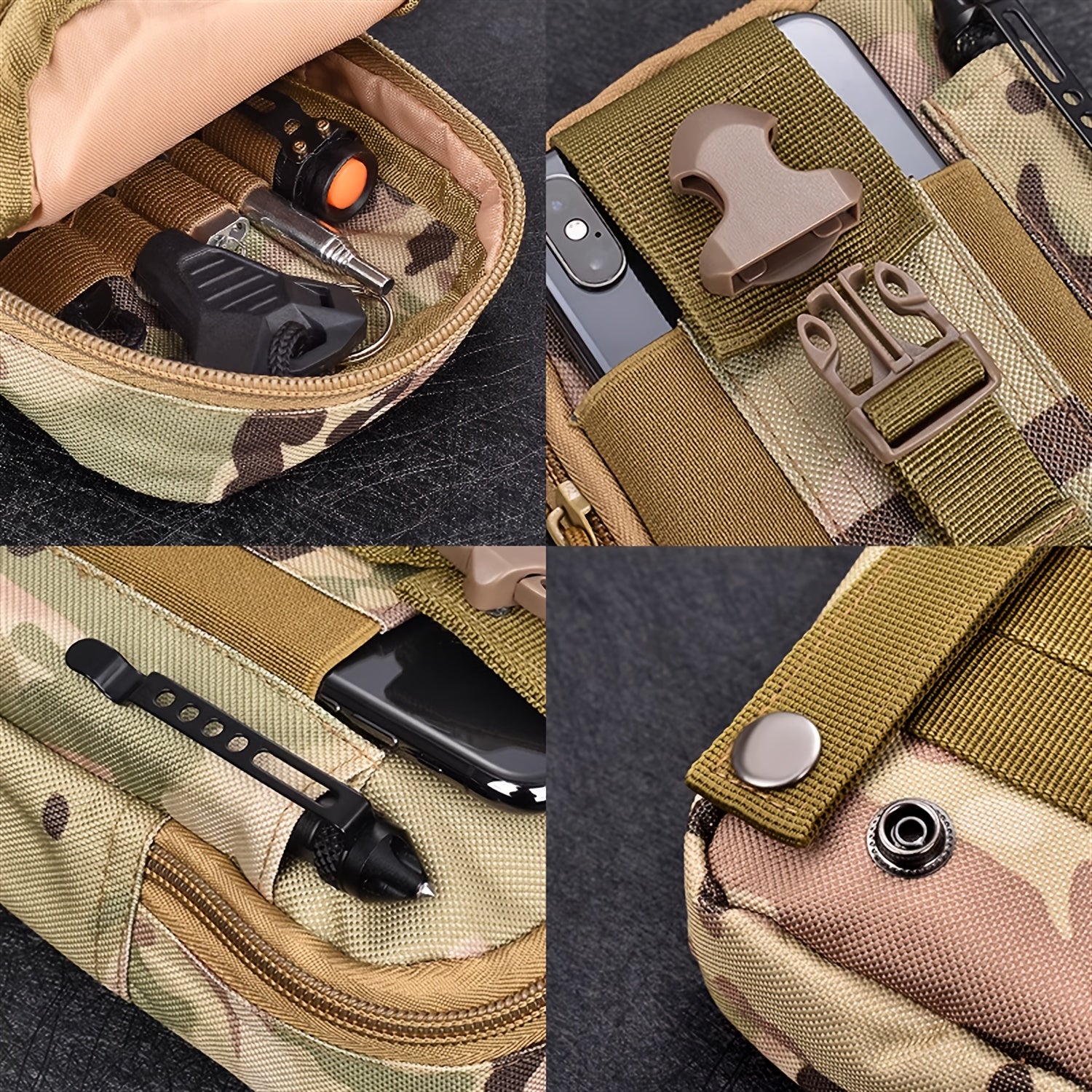 002 Multicolor Outdoor Sports Waist Bag, Multifunctional Camouflage, Tool Mobile Phone Waist Bag, Cycling Attachment Tactical Waist Bag, Portable Mini Waist Bag, Waterproof and Wear-resistant Breathable Zipper Casual Waist Bag, Suitable for Men and Women
