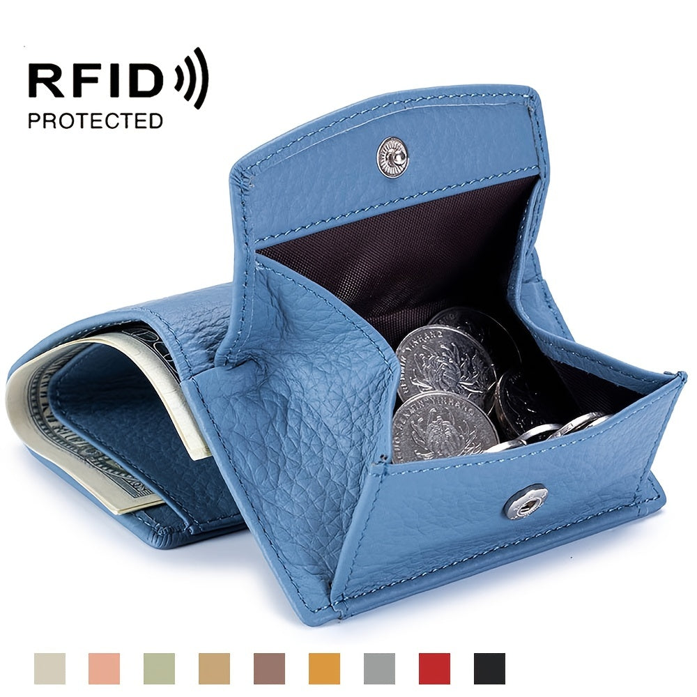 1pc Americana Style Synthetic Leather Wallet for Women, RFID Blocking, Slim Coin Purse with Snap Closure, Polyester Lined, Wet Wipe Clean, Card Holder Organizer