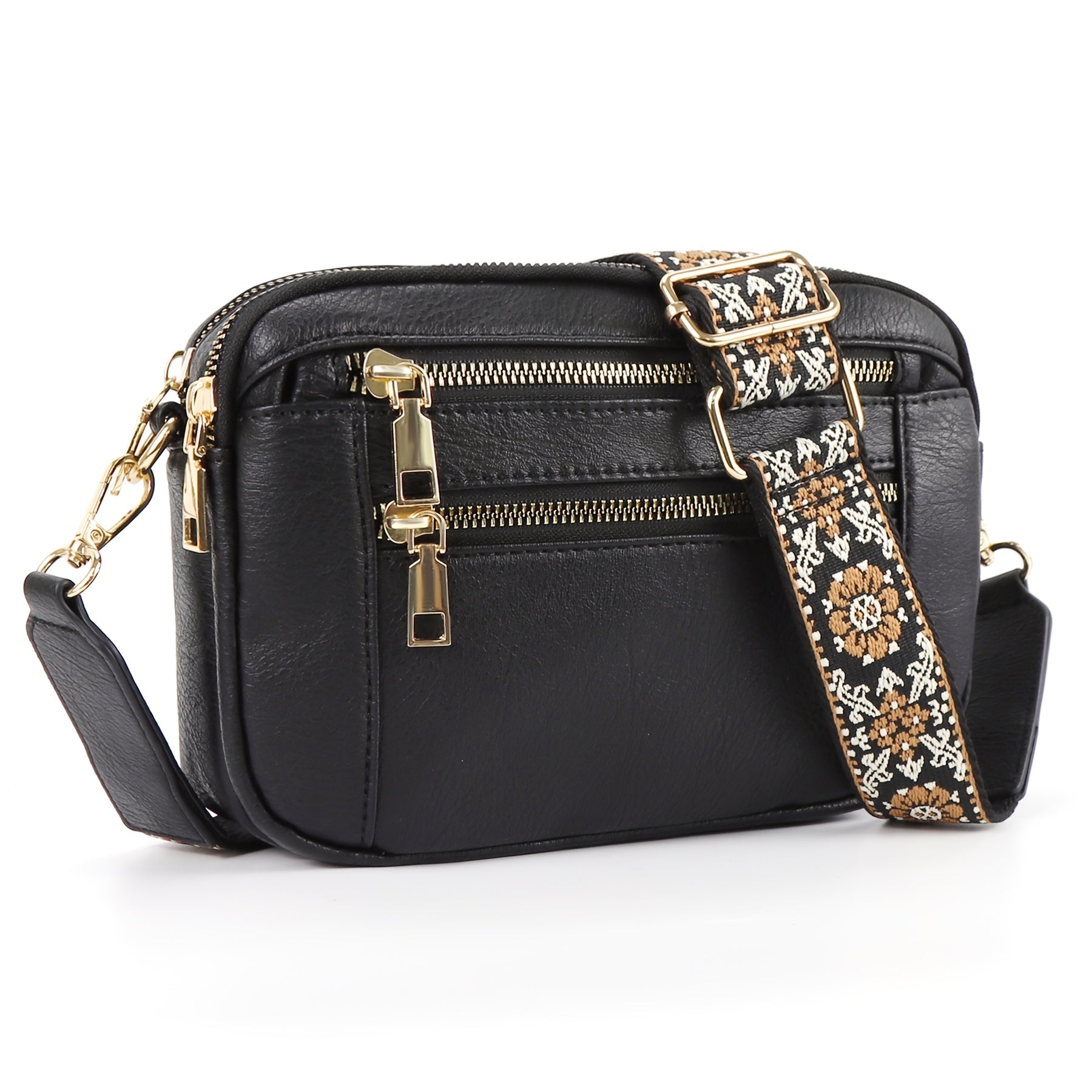 1pc Bohemia Women's Casual Crossbody Bag, Trendy PU Vegan Crossbody Purse for Women, Vintage Small Shoulder Bags with Retro Adjustable Shoulder Strap, Lightweight And Spacious Commuter Bag, Ethnic Style, Preferred Package Type