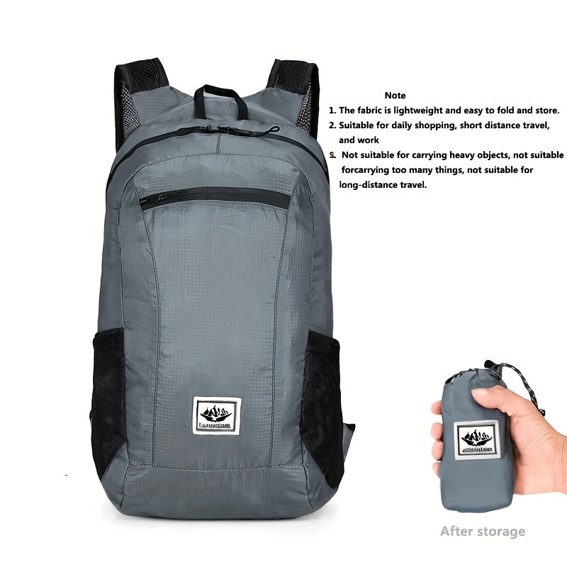 1pc Foldable Waterproof Backpack, Large Capacity Lightweight Printed Sports Bag, Suitable For Outdoor Sports, Riding, Hiking, Camping, Travel