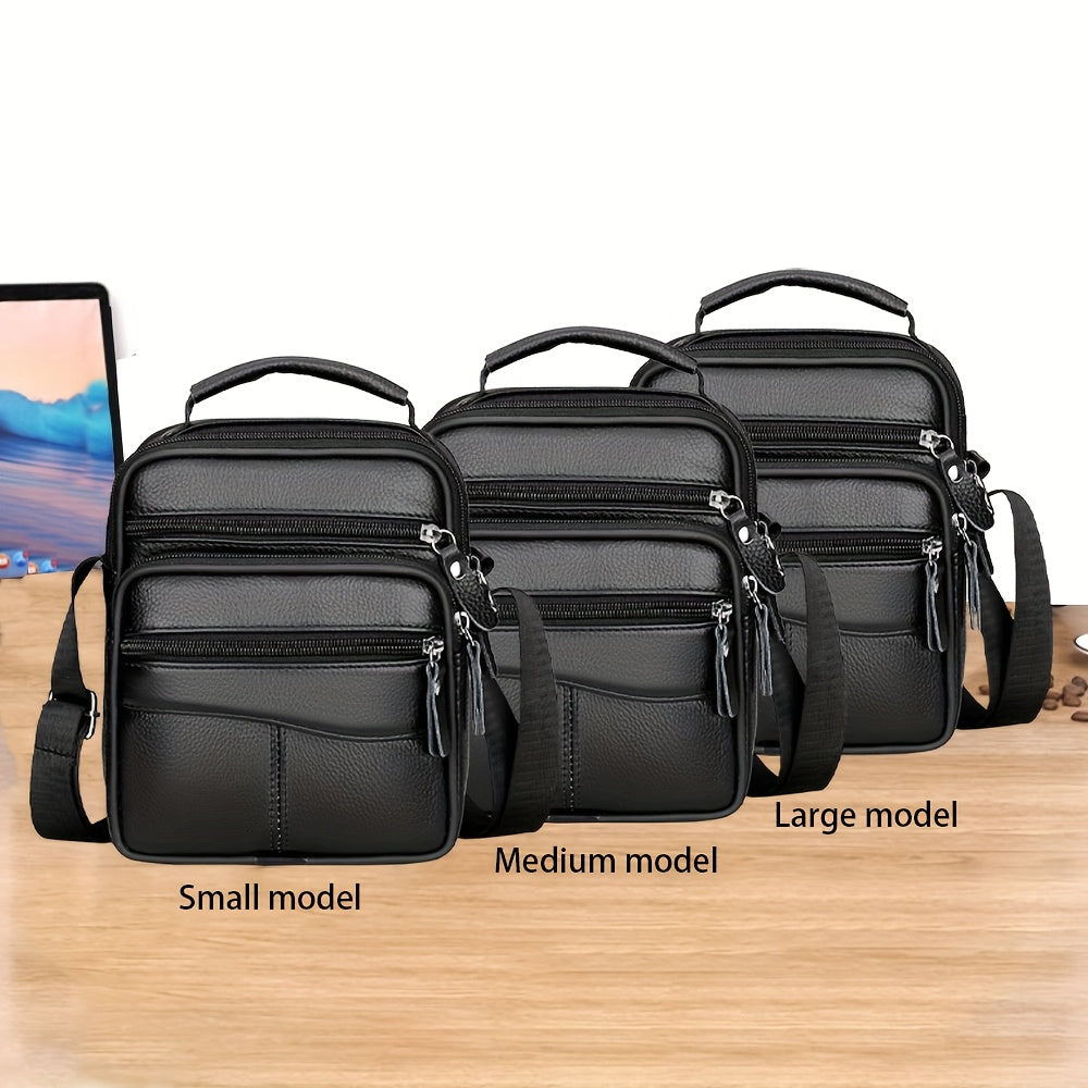 1pc Men's Shoulder Crossbody Genuine Leather Bag