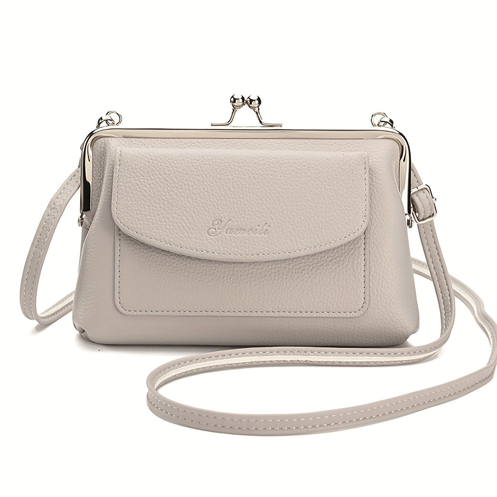 Elegant Beige Women's Crossbody Bag - Large Capacity Shoulder Purse with Adjustable Strap, Flap Closure & Polyester Lining, Perfect for Casual or Evening Outfits