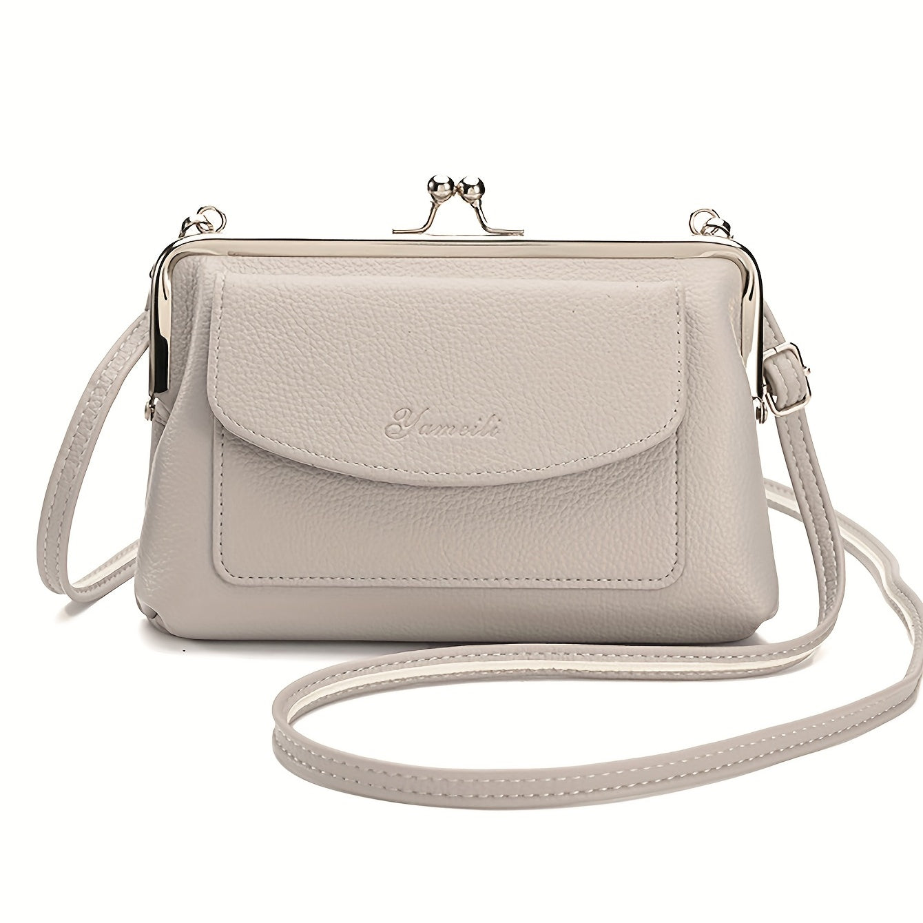 Elegant Beige Women's Crossbody Bag - Large Capacity Shoulder Purse with Adjustable Strap, Flap Closure & Polyester Lining, Perfect for Casual or Evening Outfits
