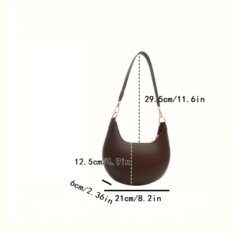 1pc Women's Luxury Crescent Crossbody Bag with Detachable Adjustable Strap, Magnetic Closure & Golden-Tone Hardware - Shoulder Purse for Casual or Formal Occasions (Coffee Brown/White/Red/Black), Crossbody Purse, Evening Accessory, Polyester Lined Interio